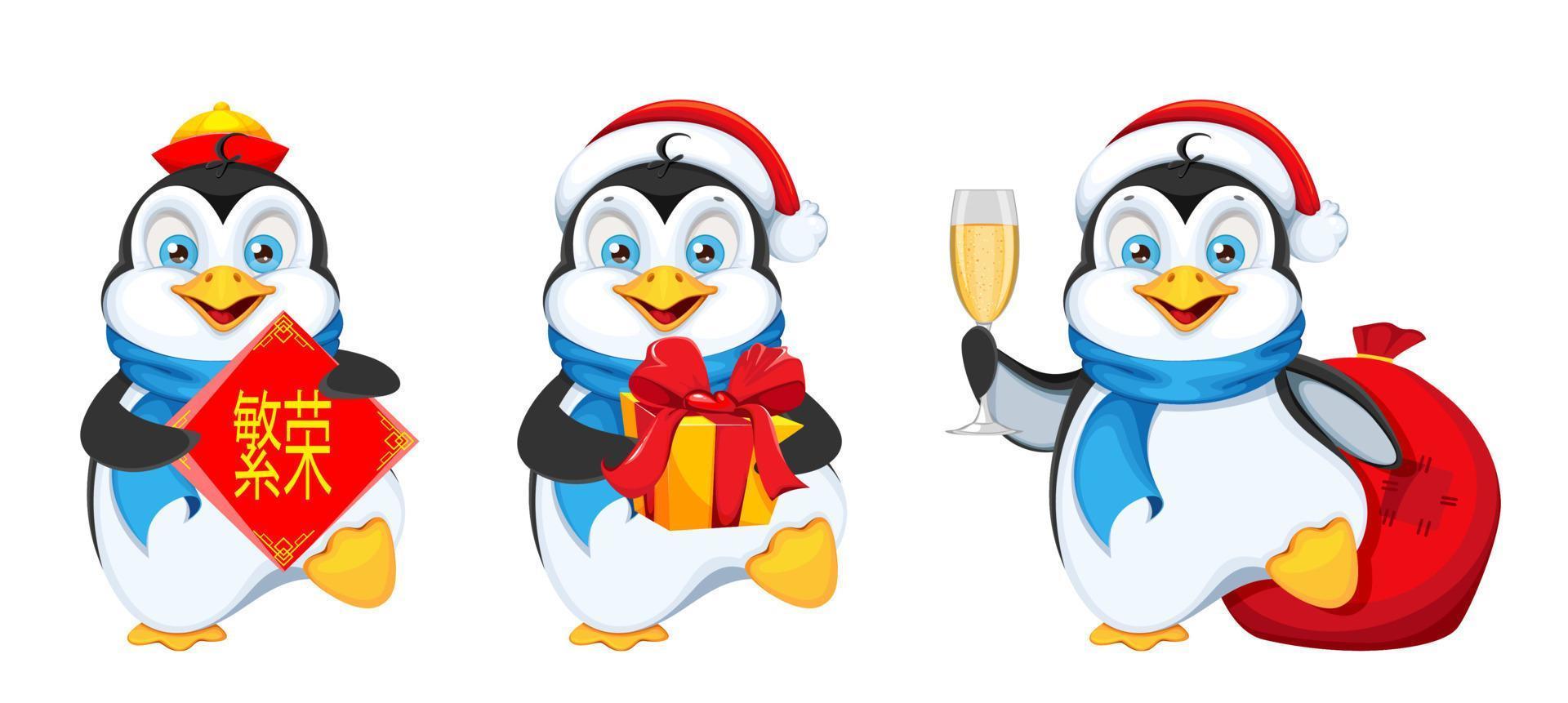 Funny penguin cartoon character vector