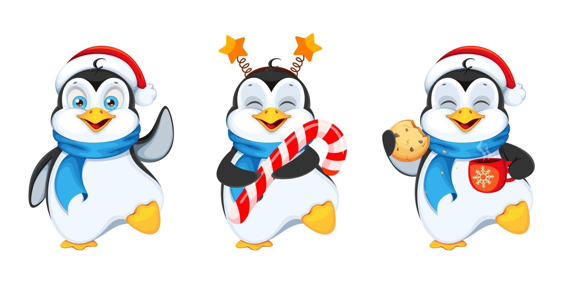 Funny penguin cartoon character vector