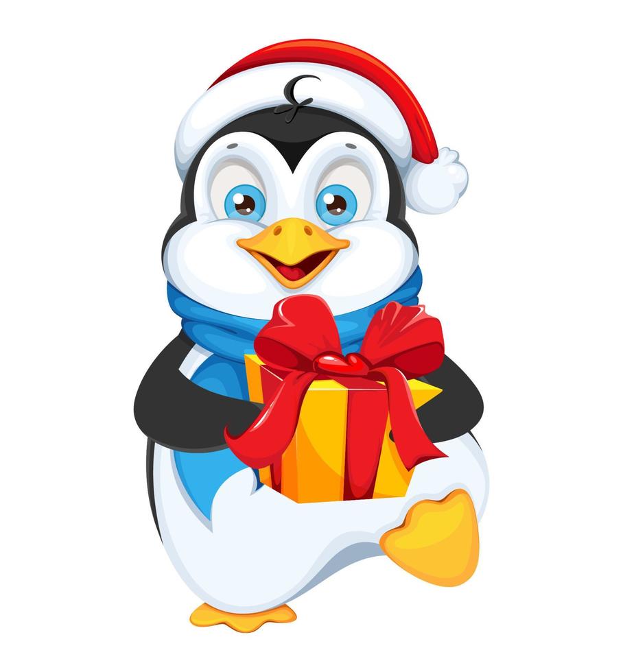 divertido personaje de dibujos animados de pingüinos vector