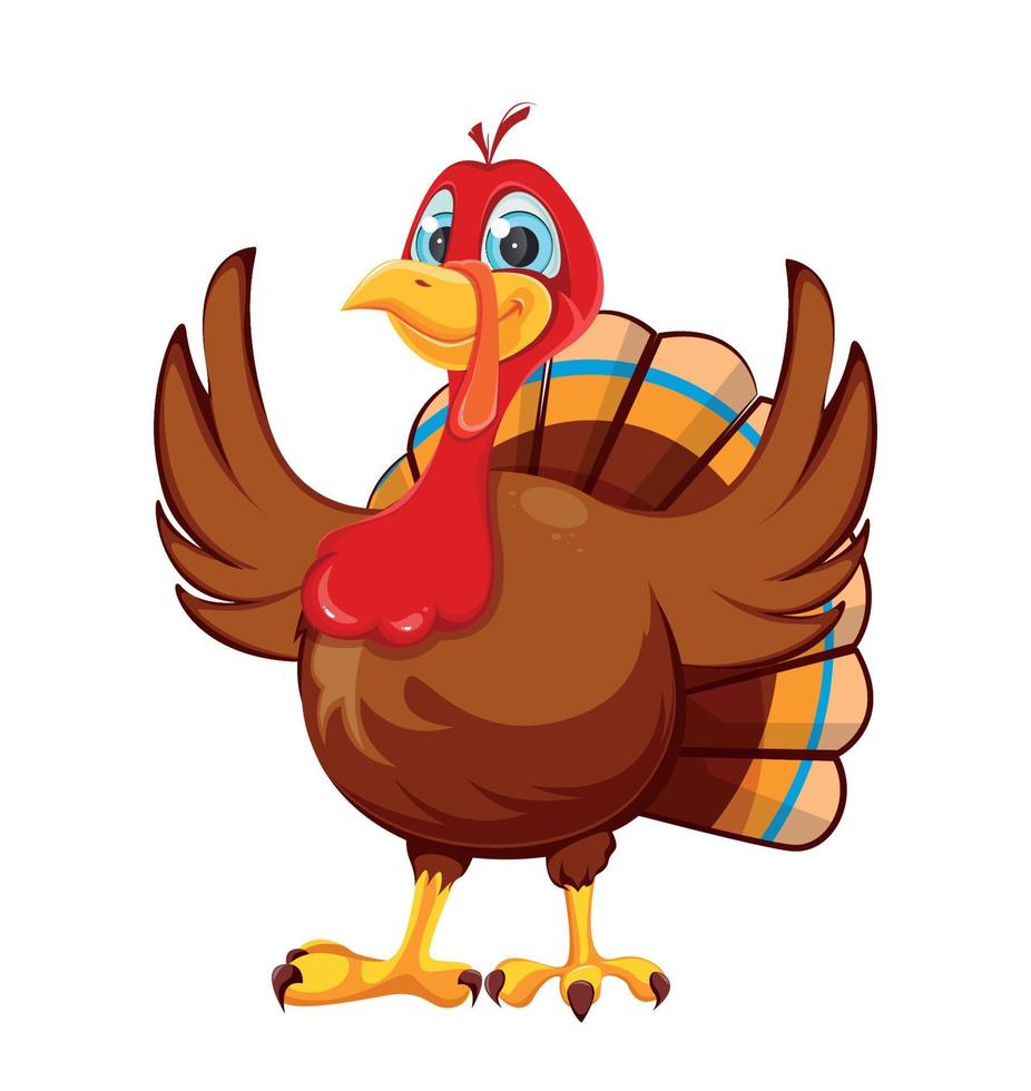 Happy Thanksgiving. Cartoon character turkey bird vector