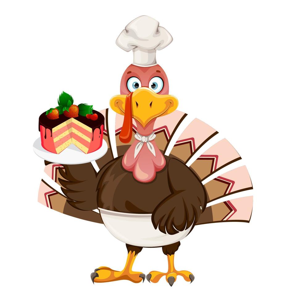 Funny cartoon character Thanksgiving Turkey bird vector