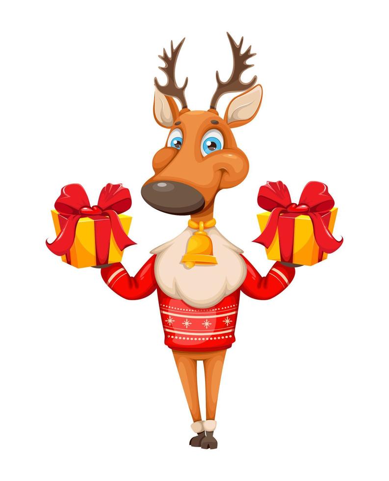 Merry Christmas and Happy New Year. Cute deer vector