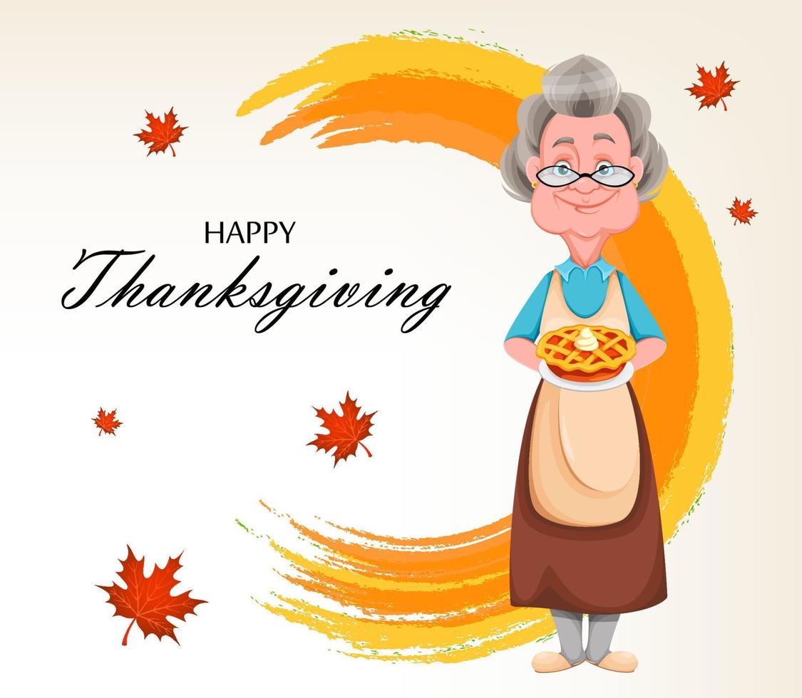 Happy Thanksgiving Day. Cheerful grandmother vector