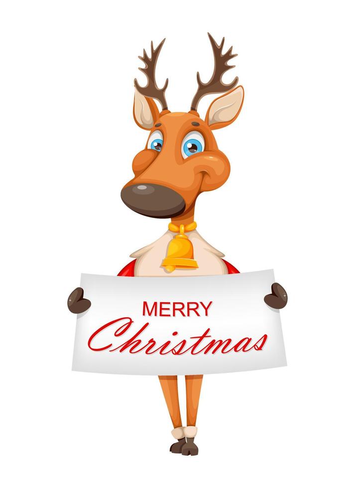 Merry Christmas and Happy New Year. Cute deer vector