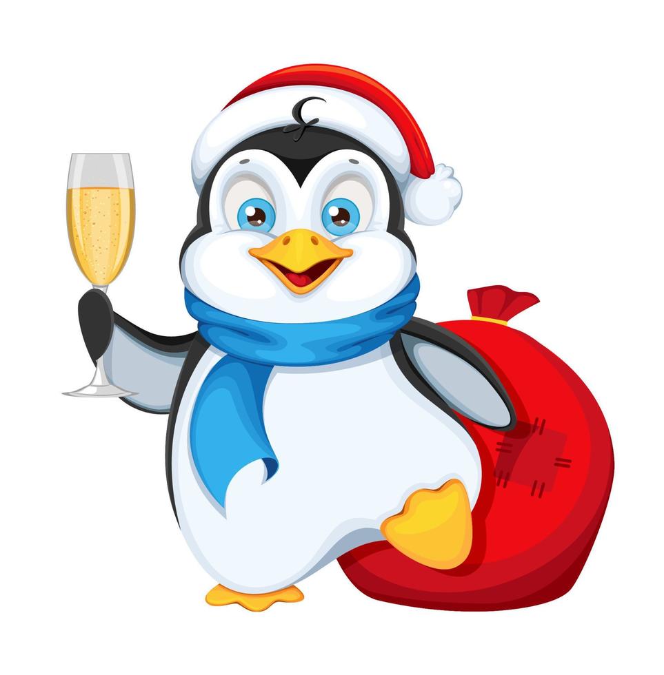 Funny penguin cartoon character vector