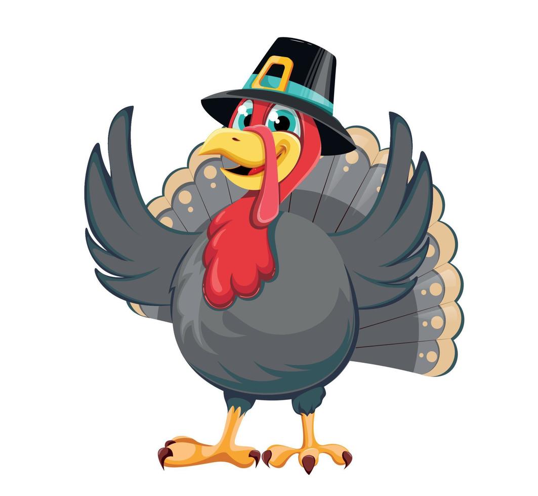 Happy Thanksgiving. Funny cartoon turkey bird vector