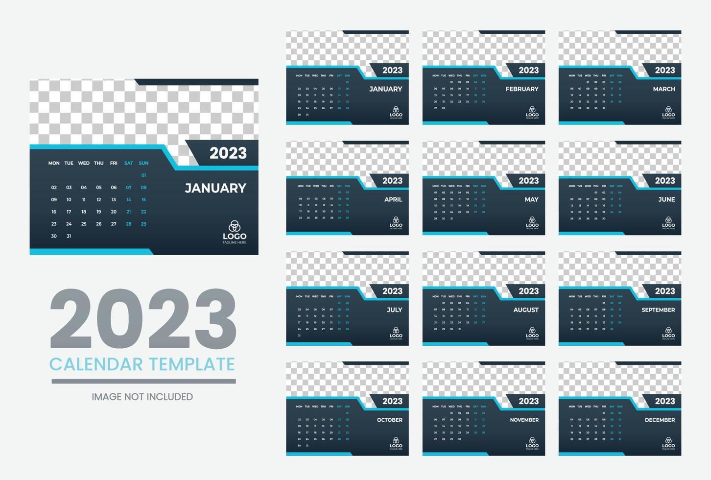 Ilustración vectorial del año calendario 2023. la semana comienza el domingo. plantilla de calendario anual 2023. diseño de calendario vector