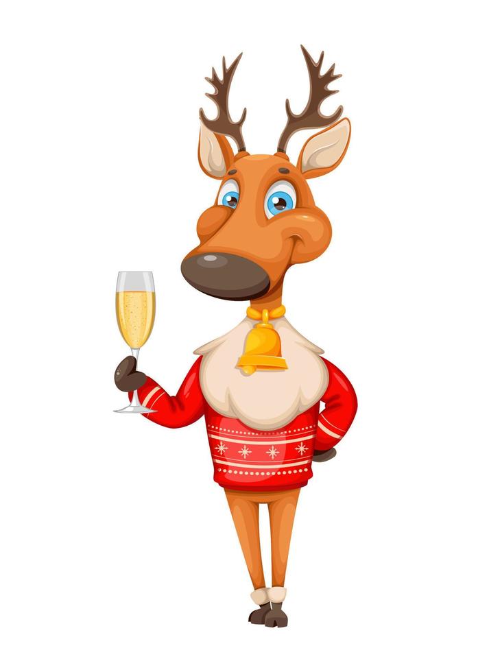 Merry Christmas and Happy New Year. Cute deer vector