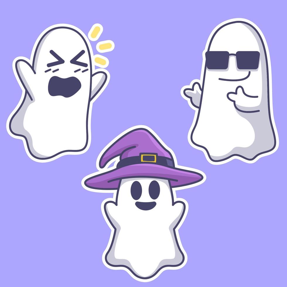 conjunto de fantasmas lindos de halloween vector