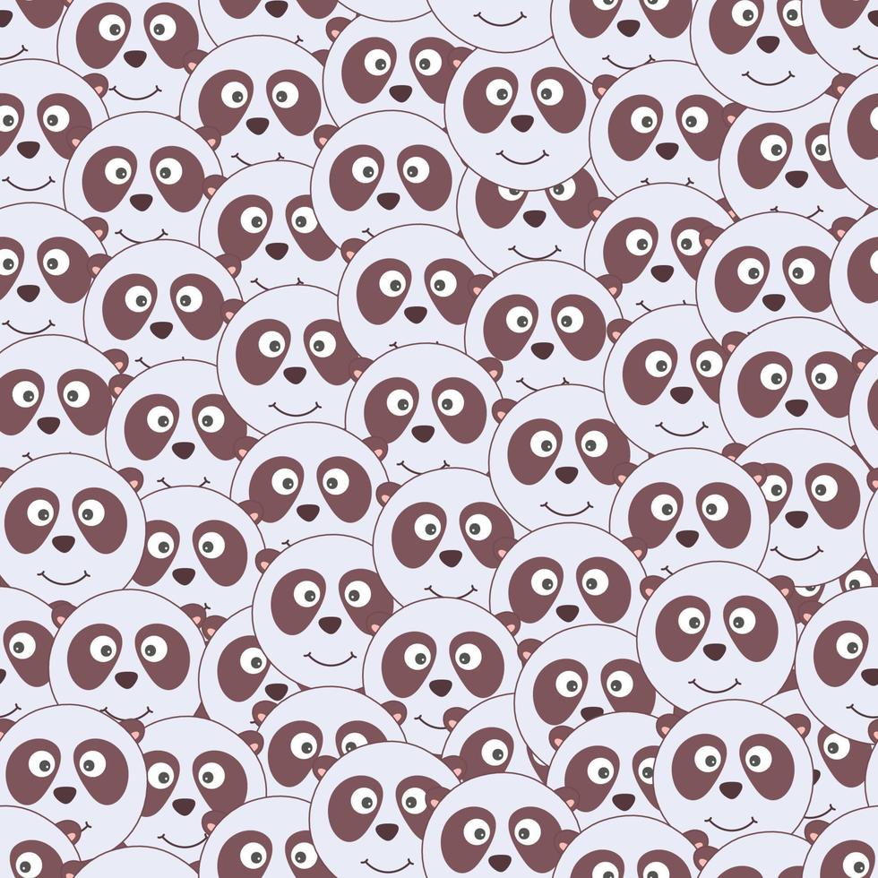 lindo patrón sin costuras para niños con panda divertido. personajes de sonrisas. vector