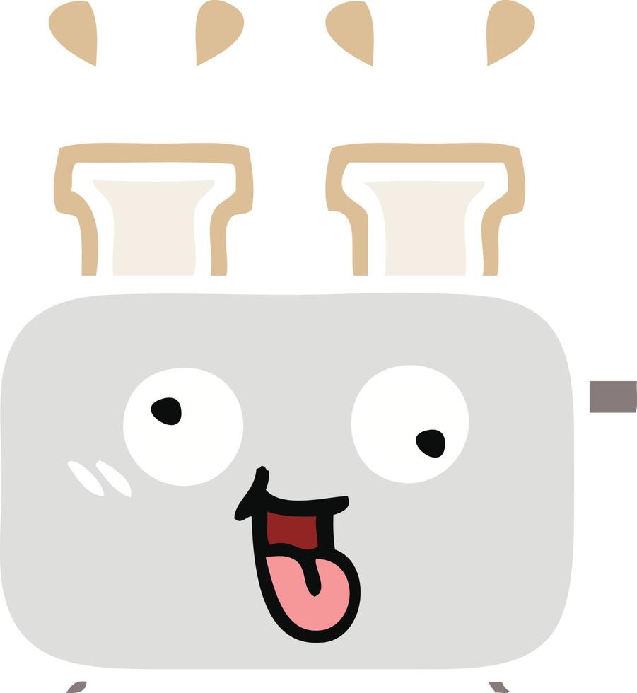 flat color retro cartoon of a toaster vector