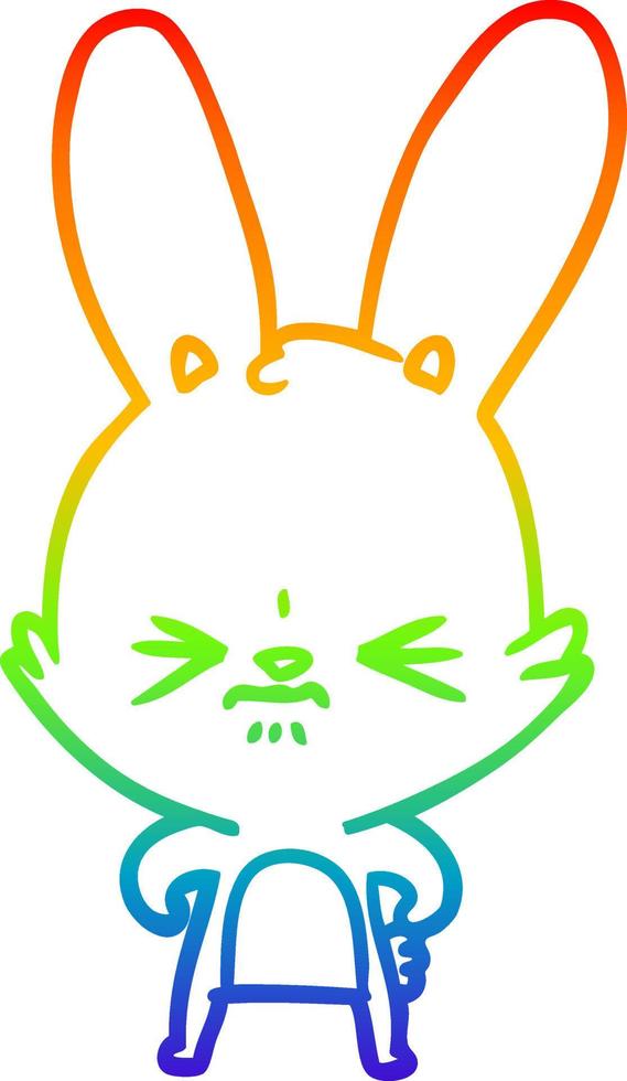 rainbow gradient line drawing cute cartoon rabbit vector