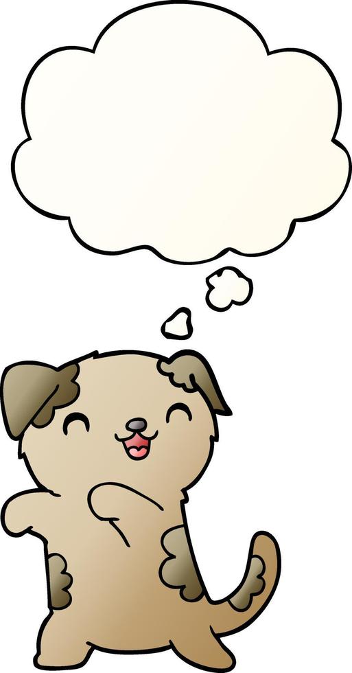 cute cartoon puppy and thought bubble in smooth gradient style vector