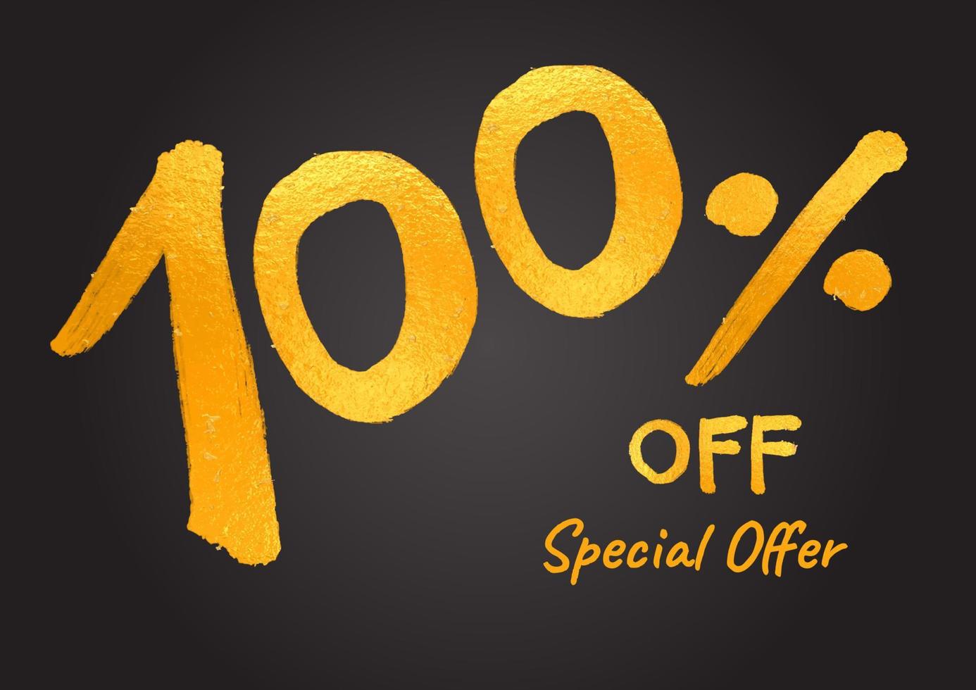 100 percent off Special Offer Gold Lettering Numbers brush drawing hand drawn sketch vector