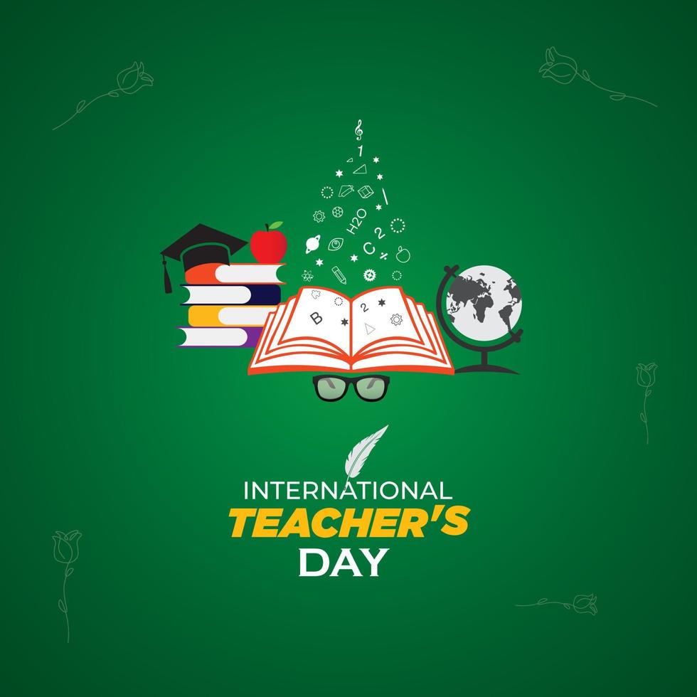 World Teacher's Day. October 5.vector illustration with school equipment for poster, brochure, banner and greeting card. vector