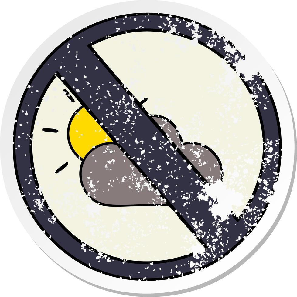 distressed sticker of a cute cartoon weather warning sign vector