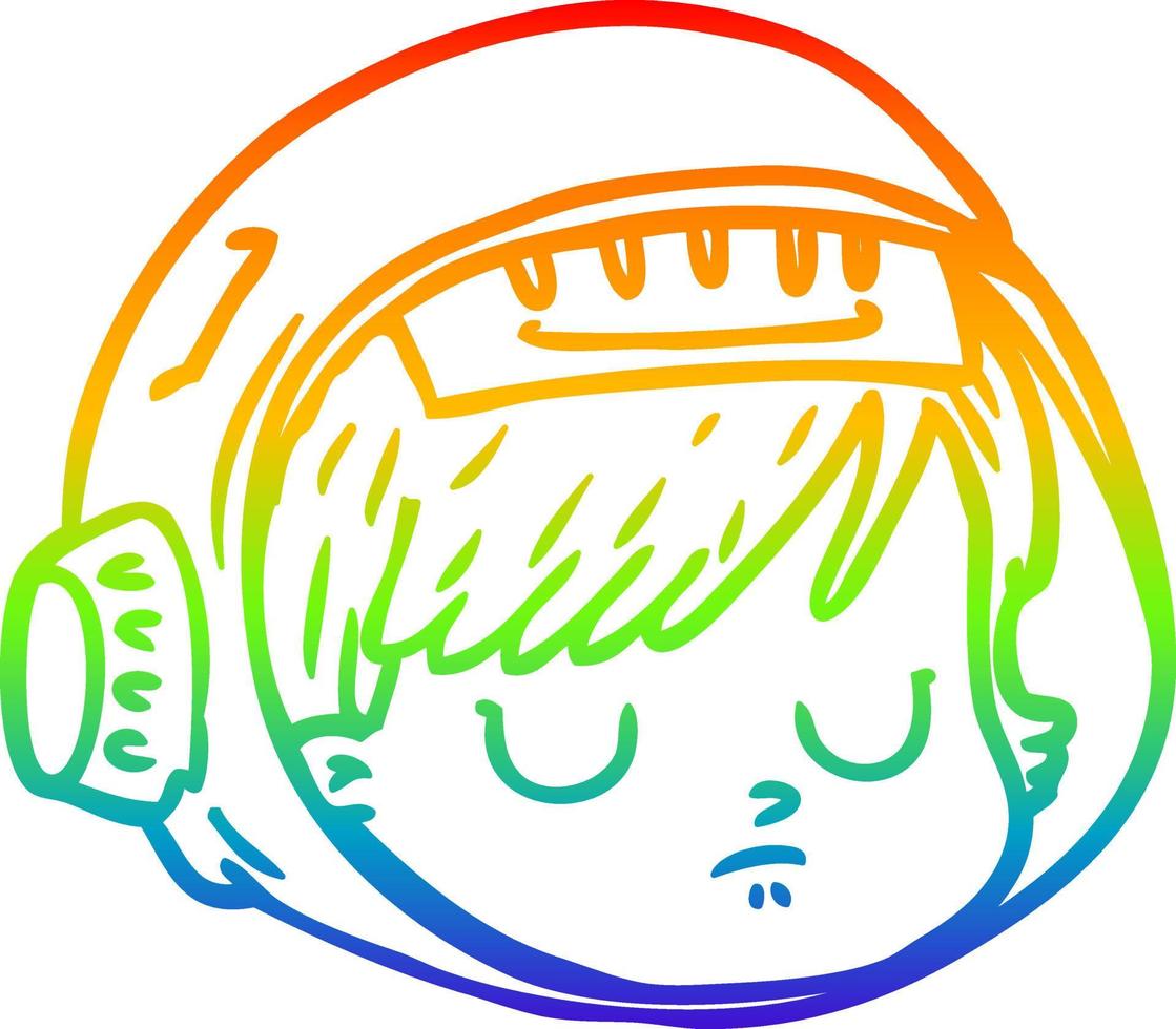 rainbow gradient line drawing cartoon astronaut face vector