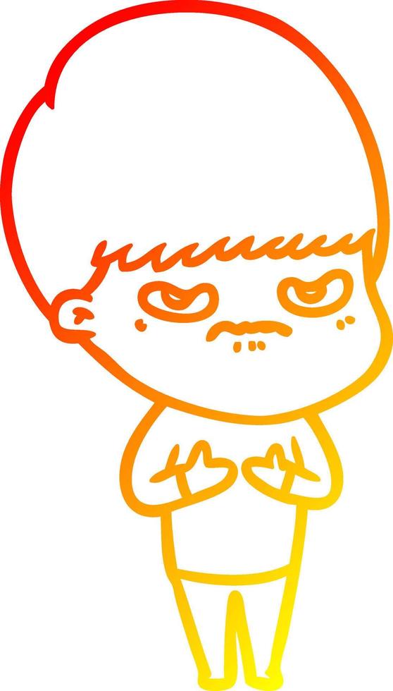 warm gradient line drawing cartoon boy vector