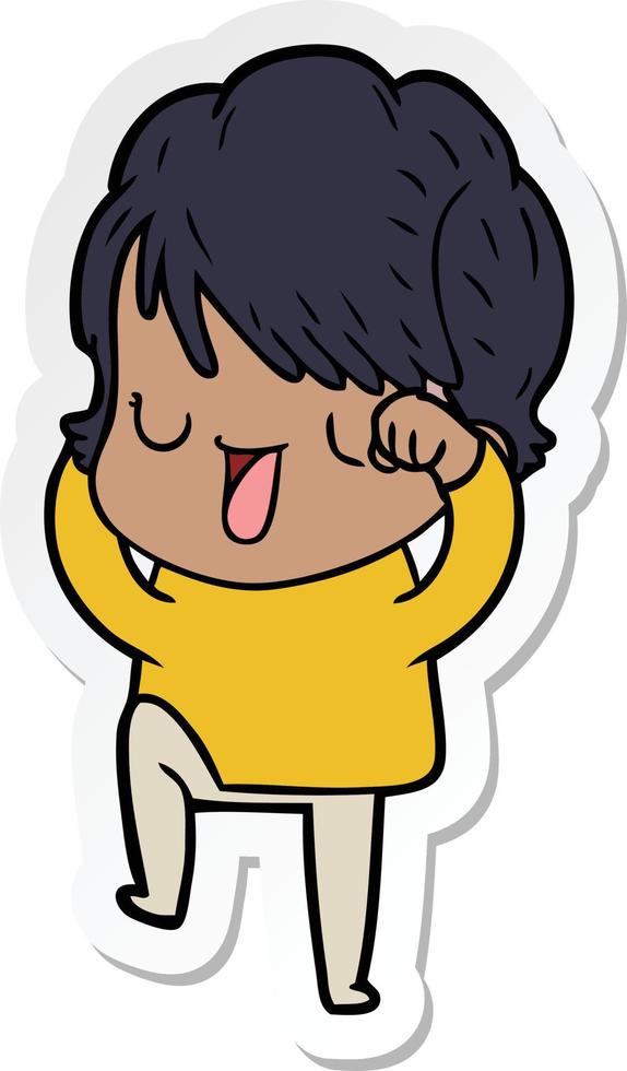 sticker of a cartoon woman talking vector