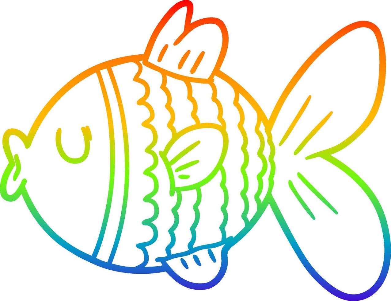 arco iris gradiente línea dibujo dibujos animados pescado vector