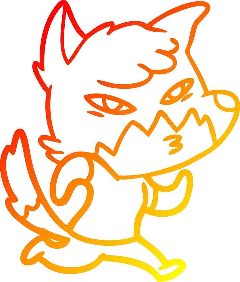 warm gradient line drawing clever cartoon fox vector