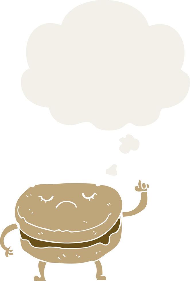 cartoon biscuit and thought bubble in retro style vector