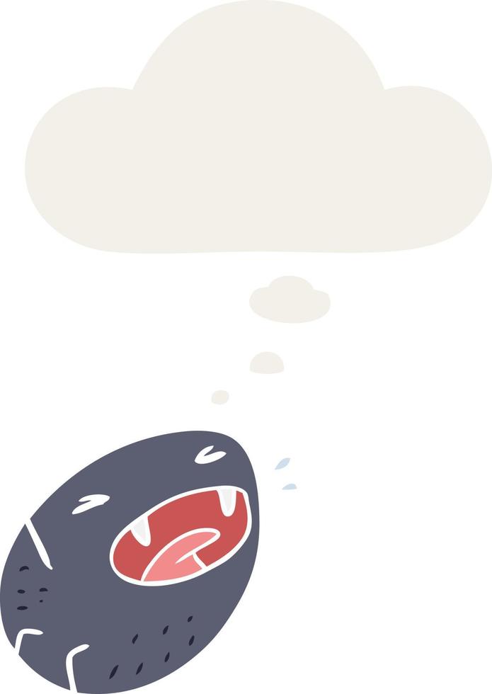 cartoon spider and thought bubble in retro style vector