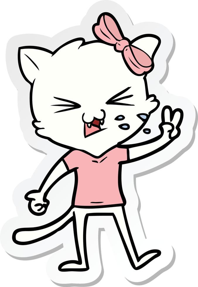 sticker of a cartoon cat vector