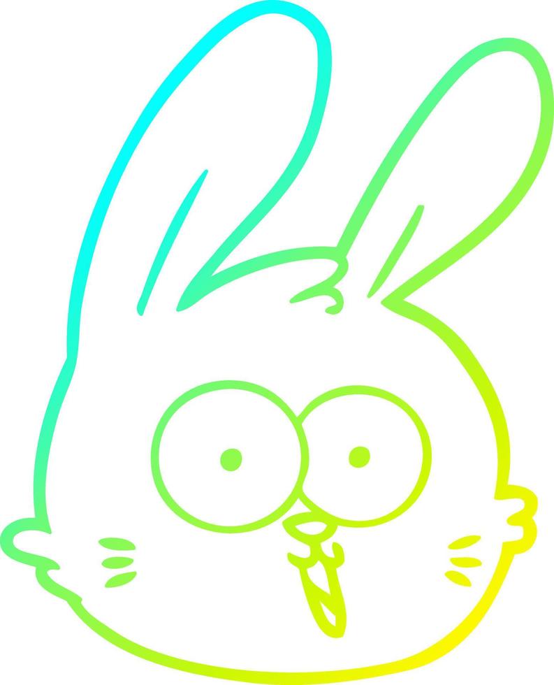 cold gradient line drawing cartoon rabbit face vector