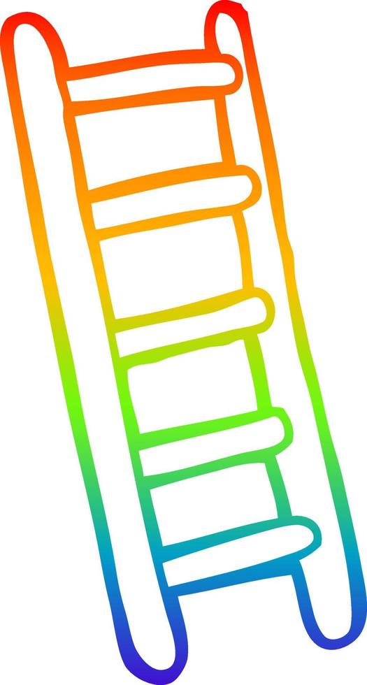 rainbow gradient line drawing cartoon ladder vector