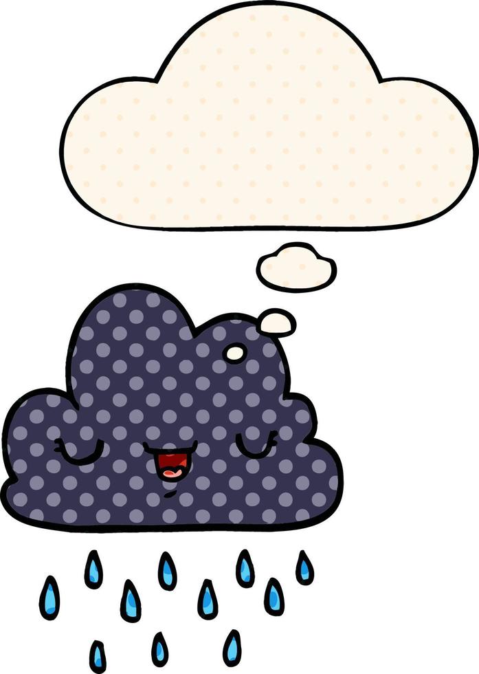 cartoon storm cloud and thought bubble in comic book style vector