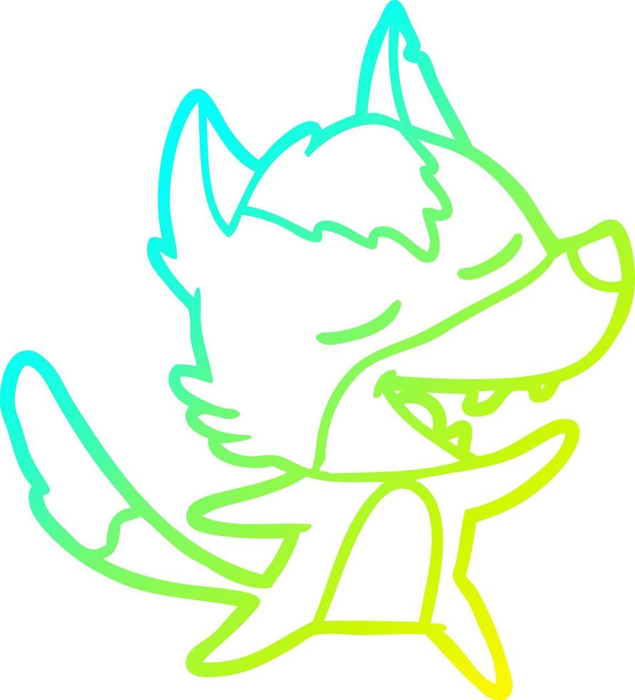 cold gradient line drawing cartoon wolf laughing vector