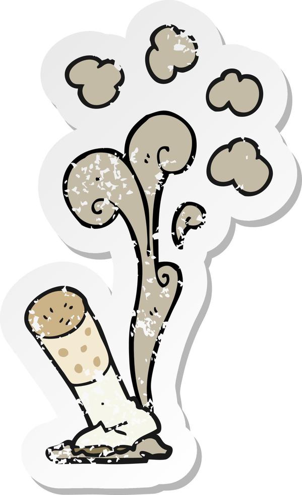 retro distressed sticker of a cartoon cigarette vector