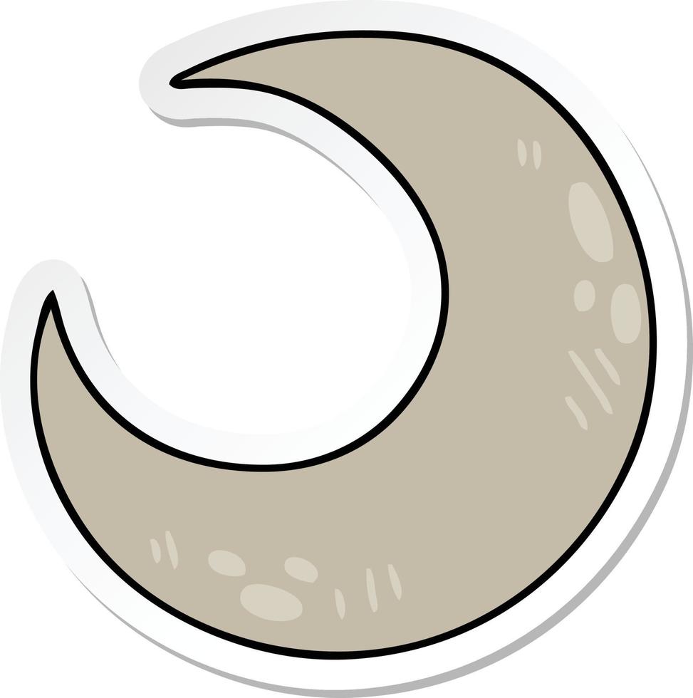 sticker of a quirky hand drawn cartoon crescent moon vector