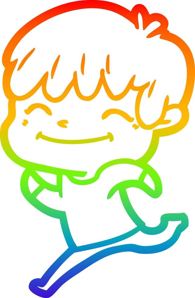 rainbow gradient line drawing cartoon happy boy vector
