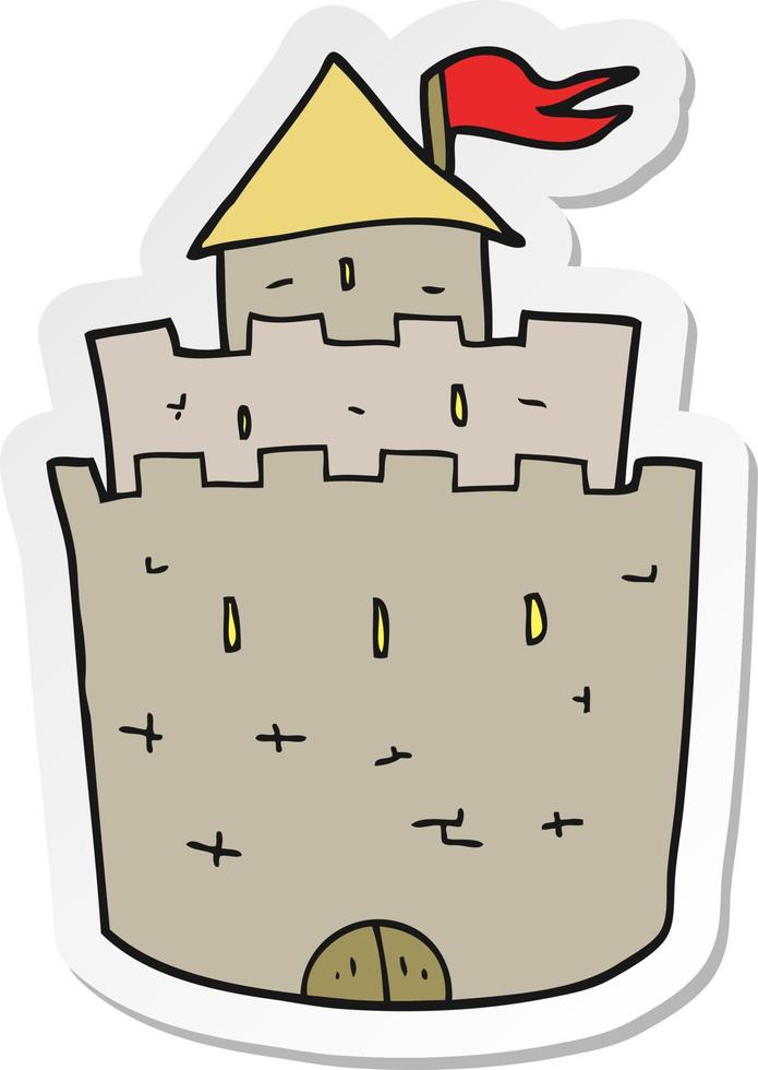 sticker of a cartoon castle vector