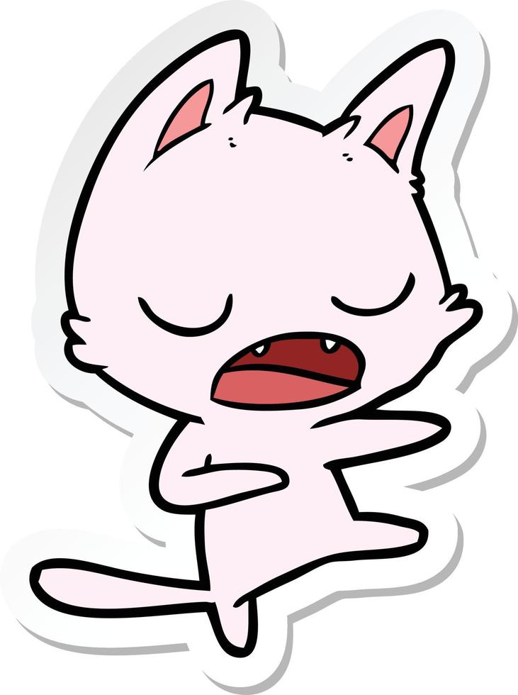 sticker of a talking cat dancing vector