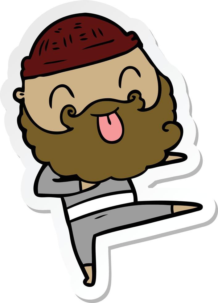 sticker of a man with beard sticking out tongue vector