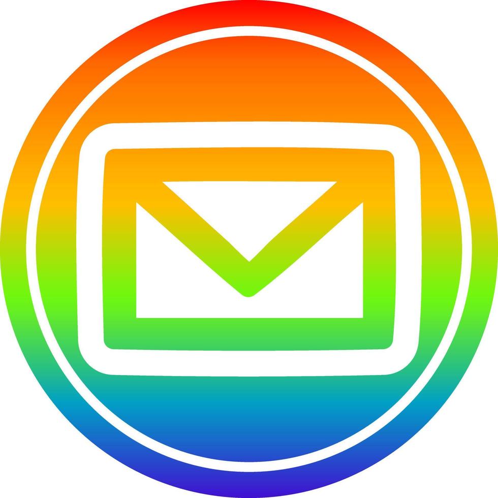 envelope letter circular in rainbow spectrum vector