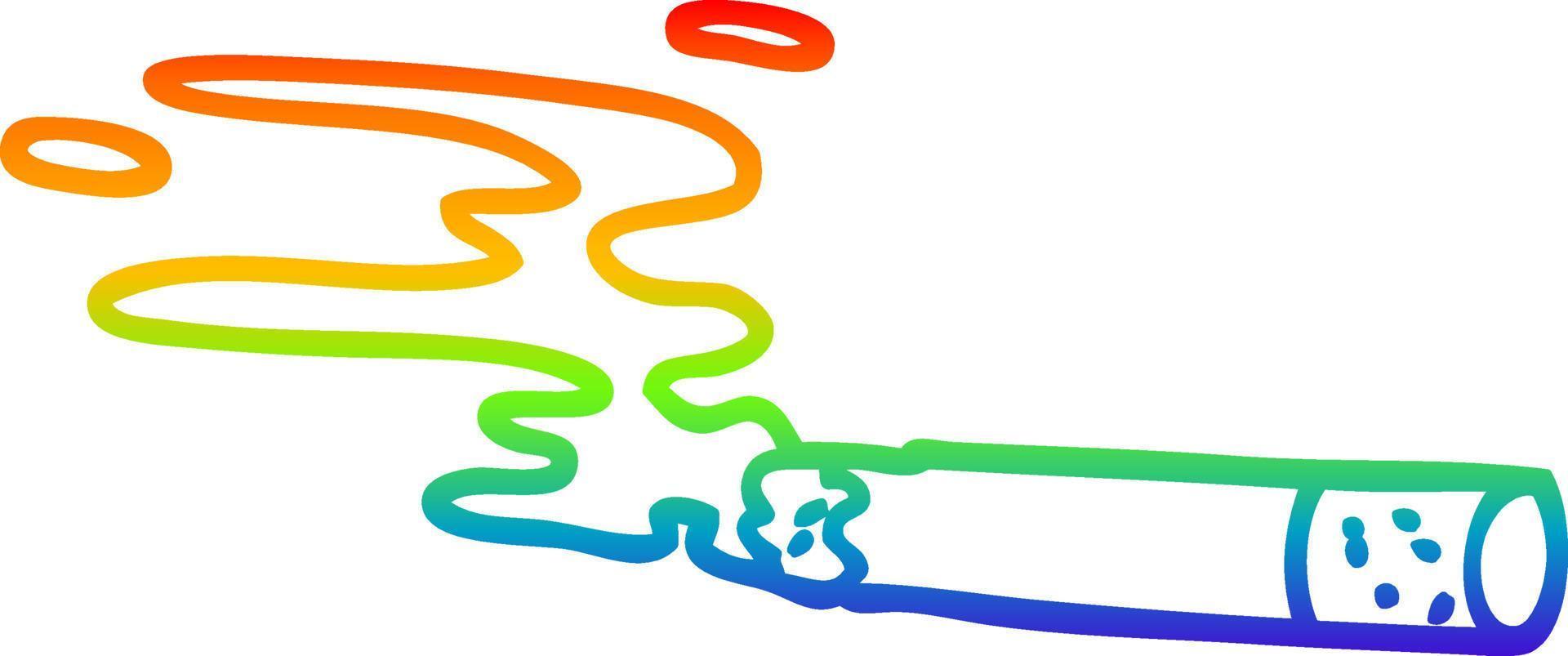 rainbow gradient line drawing cartoon cigarette vector