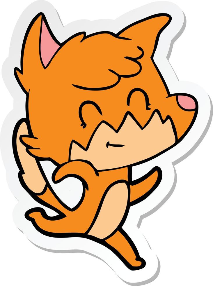 sticker of a cartoon friendly fox vector