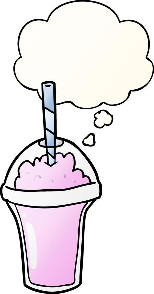 cartoon smoothie and thought bubble in smooth gradient style vector