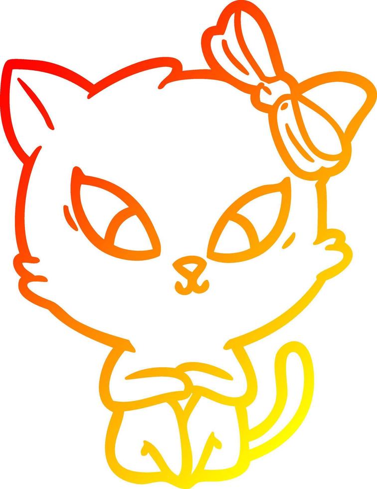 warm gradient line drawing cartoon cat vector