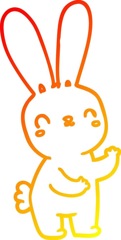 warm gradient line drawing cute cartoon rabbit vector