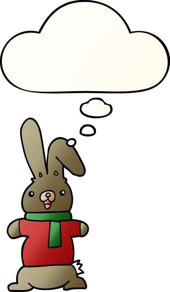 cartoon rabbit and thought bubble in smooth gradient style vector