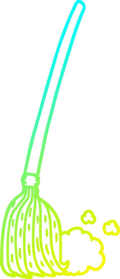 cold gradient line drawing cartoon broom sweeping vector