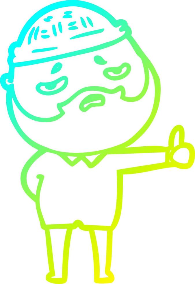 cold gradient line drawing cartoon worried man with beard vector