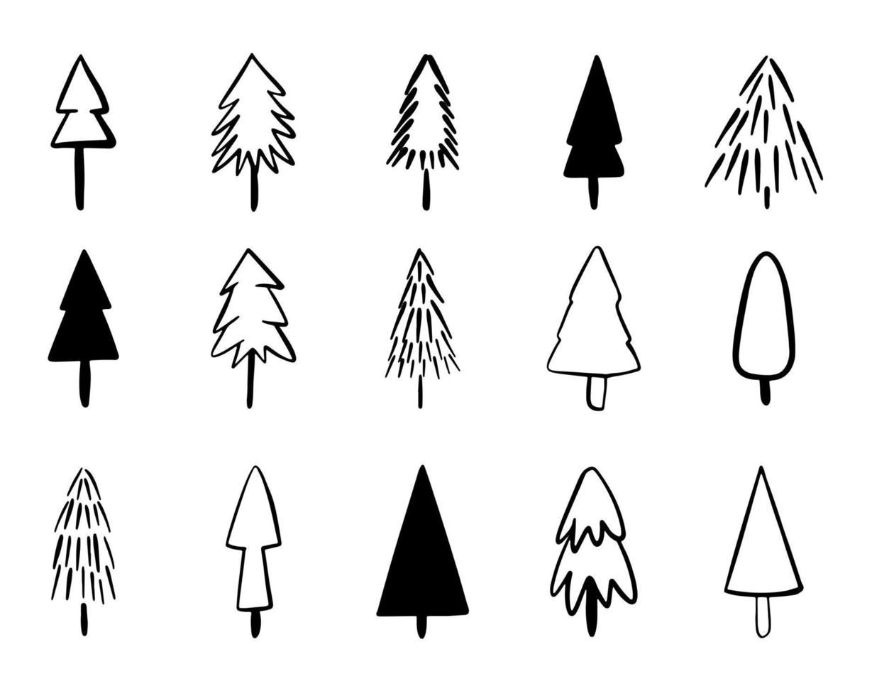 Vector set of christmas tree icons.