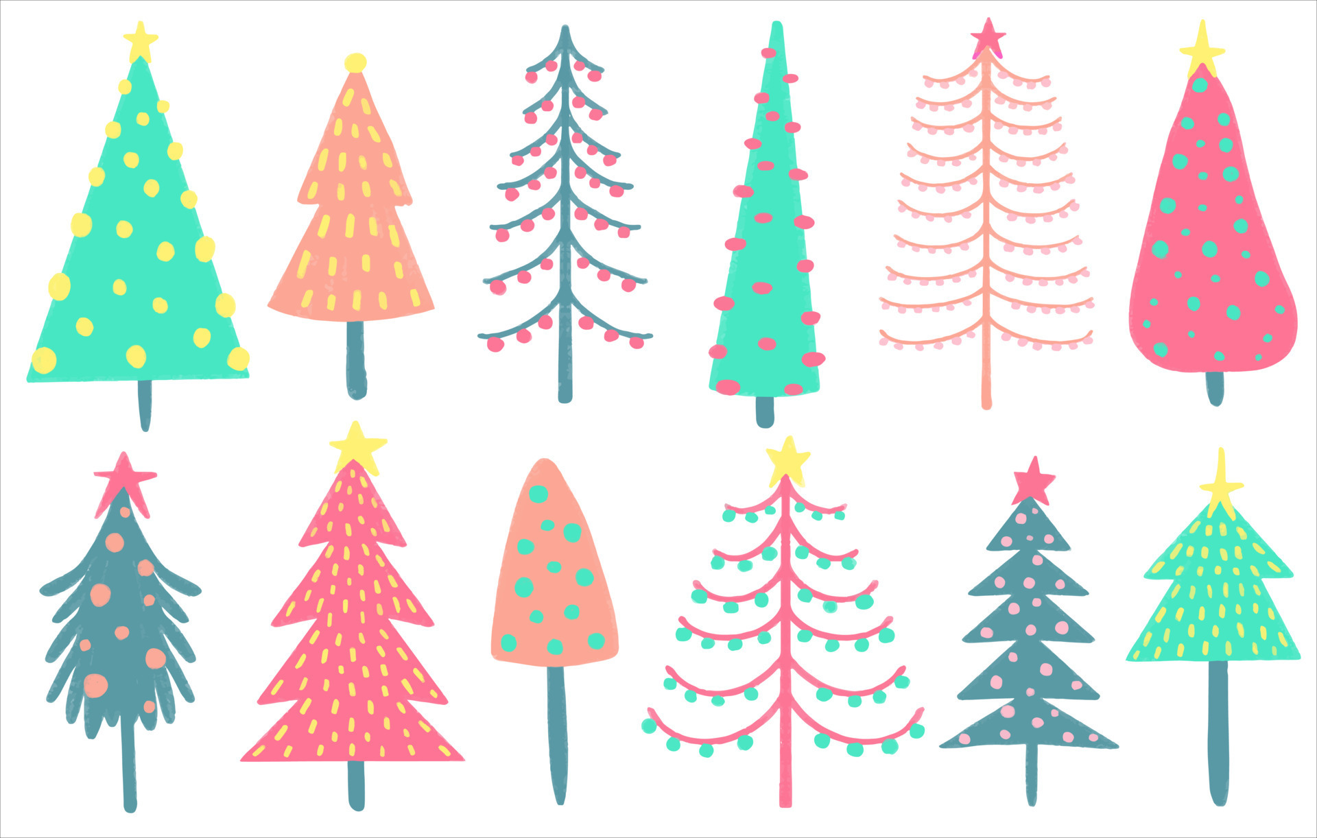 Watercolor Vector Christmas tree set isolated on a white background. 11936683 Vector Art at Vecteezy