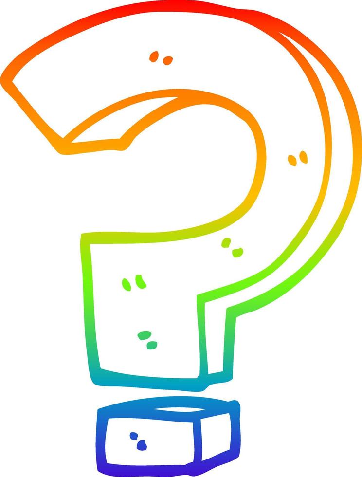 rainbow gradient line drawing cartoon question mark vector